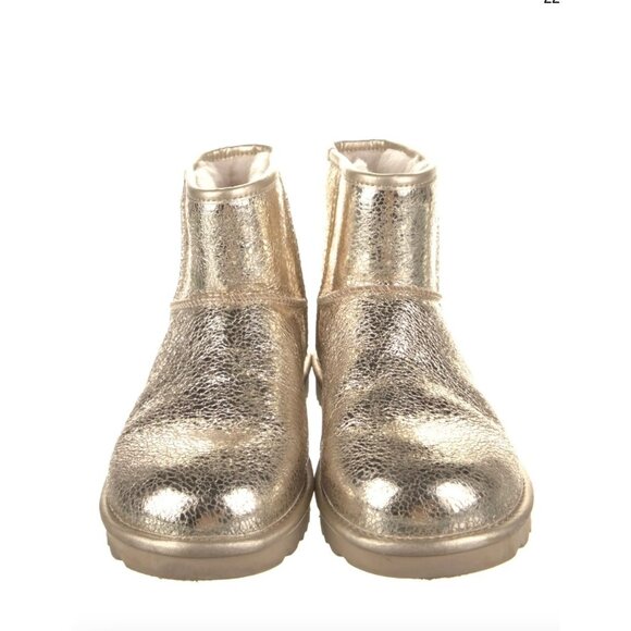 WOMENS GOLD LEATHER ANKLE BOOT 8 - Picture 3 of 5